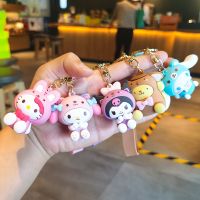 Sanrio Keychain Hello Kitty Kuromi Keyring Doll Cartoon Toys My Melody Backpack Pvc Pendant for Women Bag Accessories Girl Gift