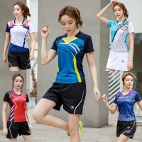 Women Tennis Shirt + Shorts Set , Youth Badminton Jerseys + Shorts Suits, Girls Table Tennis T-shirts Clothes, Outdoor Sport Kit