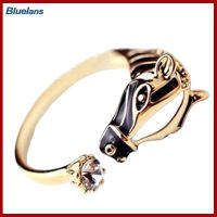 Bluelans ผู้หญิงแฟชั่นหัวม้า Rhinestone เปิดแหวนเครื่องประดับ (Golden)