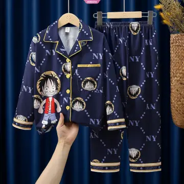 Kawaii One Piece Luffy Pajamas Cartoon Sleepwear Long Sleeve
