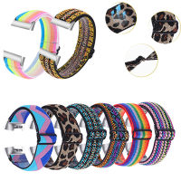 Wrist Strap for Fitbit Charge 34 Nylon Elastic Band Soft celet Colorful Breathable Stretchable Woven Belt Metal Frame Buckle