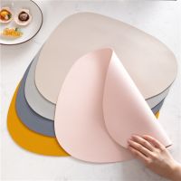 ☬☑¤ Nordic style triangle leather placemat non-slip heat insulation mat pvc table mat coaster home table mat western food mat wholesale