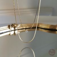 925 Sterling Ssilver French Simple Crystal Pendant Multi-Layer Clavicle Chain Necklace Women Mature Sexy Party Jewelry Gift