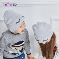 ENJOYFUR Children Spring Hats Cute Eye Knitted Boys Hat Girl Cotton Ears Caps Children Thick Warm Skullies Beanies Boy Cap