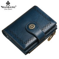 ManBang 2022 New Small Women Wallet Genuine Leather Bifold Purse with ID Window Women Leather Wallet Coin Purse high quality