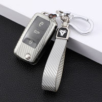 【cw】 Applicable to Volkswagen Santana Lavida Bora POLO Jetta Sagitar Tiguan Transparent Carbon Fiber Pattern Car Key Cover ！