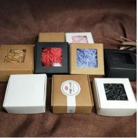 Wholesale 20pcs Kraft Paper Box Transparent PVC Window Soap Boxes Jewelry Gift Packaging Box Wedding Favors Candy Box