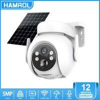 Hamrol 5MP Solar WiFi Camera PIR Human Detection Wireless Surveillance IP Cameras With Solar Panel 7800mAh Recharge Battery