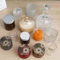 Empty glass cup wax candles glass diy material manual candle empty round small round cup transparent glass