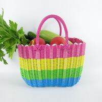 Plastic weaving shopping Portable dishes Rattan Storage basket picnic Flower basket decoration mother gift