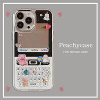 เคสโทรศัพท์กระจกสติกเกอร์เพชร DIY โทรศัพท์ปุ่มย้อนยุคใช้ได้กับ iPhone 14 13 12 11 Pro Max 14Promax ฝาหลังเคสกันกระแทก