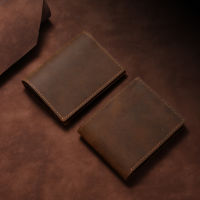 Mens Wallet Vintage Genuine Leather Wallet for Men Vertical Brown Business Card Holder Money Clip Credit Card Case Purse Man