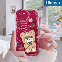 เคส Dienya สำหรับ iPhone 6 6 Plus 6S 6S Plus 7 Plus 8 Plus SE 2020เคสเนื้อครีมลายหมีเชอร์รี่เคสนิ่มกันกระแทกเคสโทรศัพท์โปร่งใส TPU ซิลิกาแบบใสเจลป้องกันการตกหล่นฝาครอบป้องกันเลนส์กล้องถ่ายรูป