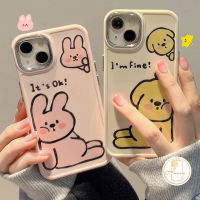 เคสโทรศัพท์รูปการ์ตูนคู่ใช้ได้กับ IPhone XS MAX 7 8 Plus 11 12 14 13 Pro Max 7Plus X XR 8 Plus กรอบเลนส์โลหะเคลือบภาพสีน้ำมันน่ารักหมากระต่ายฝาครอบแบบนิ่ม