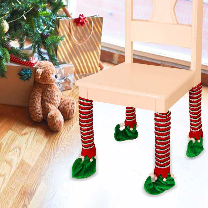 สงสัย-ฝาครอบป้องกันเก้าอี้และโต๊ะ1ชิ้นของตกแต่งของตกแต่งวันคริสต์มาส41-5-17ซม-วัสดุผ้านุ่มเหมาะสำหรับเก้าอี้ส่วนใหญ่ลายทาง