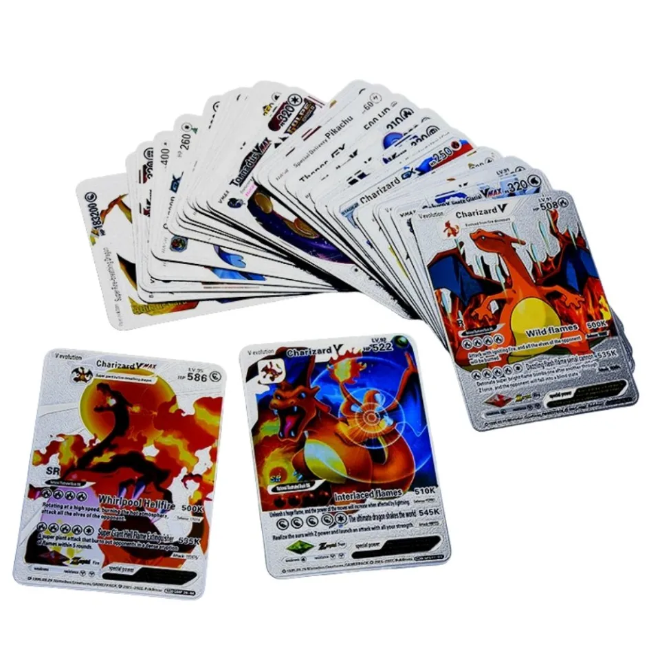 Pokemon Card 10-150pcs Pikachu English Spanish Game Collection Cartas  Pokemon español Vmax GX Metal Pokémon Cards Kids Toy Gift