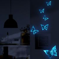 ◎ Blue Luminous Butterfly Wall Stickers Waterproof PVC Stickers Window Sticker Switch Sticker Children Bedroom Home Decoration