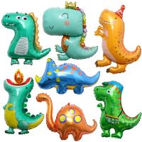 Cartoon cute crown fire-breathing dragon Tyrannosaurus rex dinosaur aluminum balloon childrens birthday party decoration arrang Balloons