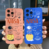 เคสสำหรับ OPPO A17 A17K A16 A15 A16E A16k A95 Reno6 Z 5G A94 A54 4G A96 A76 A53 4G A12 A5S A7 A9 2020 A31นาซ่าการ์ตูนมนุษย์อวกาศมนุษย์อวกาศเคสขอบสี่เหลี่ยมป้องกันเต็มเลน