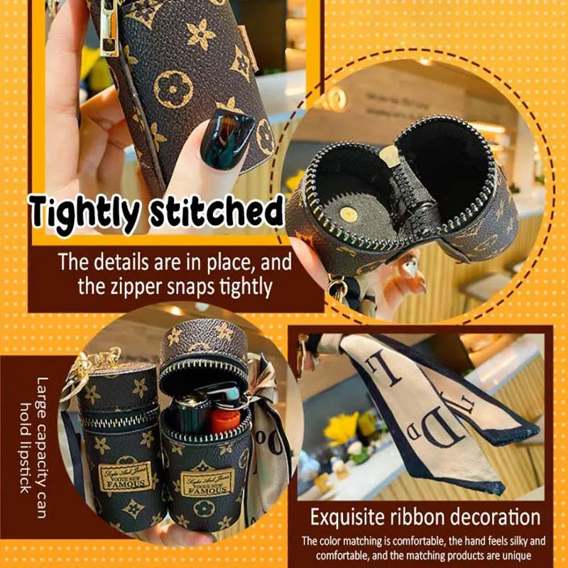 YAYA LIVING】Korean Fashion Silk Scarf Bucket Coin Purse Key chain Mini Lipstick  Bag Storage Bag Wireless Earphone Protective Sleeve Cute Key Bag Backpack  Accessories