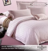 SP Luxury ชุดผ้าปูที่นอนลายริ้วสีชมพู 7 ฟุต (5 ชิ้น) พรีเมียมเกรด