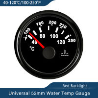 มาตรวัดอุณหภูมิน้ำกันฝุ่นกันน้ำ2 "ใหม่52มม. เครื่องวัดอุณหภูมิ40-120 ℃ พร้อมแสงไฟสีแดงสำหรับรถบรรทุกเรือ12V 24V