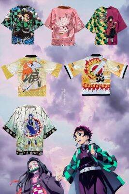 เสื้อคลุมดาบพิฆาตอสูร ชุดคอสเพลย์ demon slayer เสื้อคลุมพิมพ์ลายทันจิโร่ กิยู เคียวจูโร่ เนซึโกะ ชิโนบุ