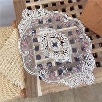 French Oval Lace Embroidered Coaster Bedroom Study Kitchen Cup Table Mat Food Fruit Plate Cover Cloth Christmas Decoration