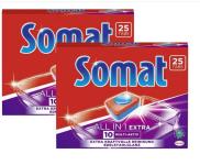 Bộ 02 hộp viên rửa chén cho máy hiệu Somat Allin 1 Extra10- Hộp 25 Viên