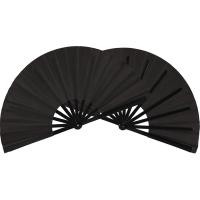 20 Pieces Large Folding Fan Nylon Cloth Handheld Folding Fan Chinese Kung Fu Tai Chi Fan Black Decoration Fold Hand Fan