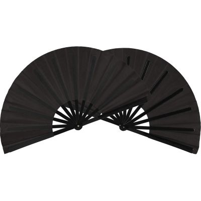 20 Pieces Large Folding Fan Nylon Cloth Handheld Folding Fan Chinese Kung Fu Tai Chi Fan Black Decoration Fold Hand Fan