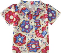 Toddler Shirt Cartoon Independence Day Cow Donut Print Short Sleeve Boys Girls Shirt Tops Outwear Shirts for Boys