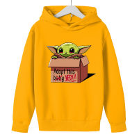 เด็ก Yoda Mandalorian เสื้อกันหนาวหมวกสำหรับเด็กหนุ่มๆสาวๆเด็กฤดูใบไม้ร่วงฤดูหนาวผ้าฝ้ายหลวมคลุมด้วยผ้าแขนยาวเสื้อกันหนาวเสื้อสวมหัว