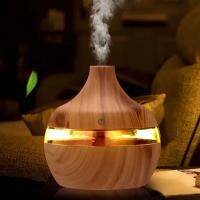 300ML USB Air Humidifier Electric Aroma Diffuser Mist ลายไม้น้ำมันอโรมามินิ7ไฟ LED สีสำหรับรถยนต์ Home Office