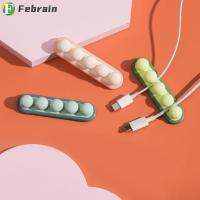 FEBRAIN 3ชิ้นซิลิโคนตัวหนีบสาย USB ติดเองหัวเข็มขัดสายการจัดการสายจัดกฟภ. สายซิลิโคนถั่วคลิปสายผู้ถืออุปกรณ์เก็บของ