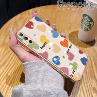 เคส Chenyyka สำหรับ Huawei Y9s P Smart Pro 2019การ์ตูนสีหัวใจความรักขอบดีไซน์ใหม่สี่เหลี่ยมเคสมือถือบางลายชุบบางกล้องฝาปิดเลนส์กันกระแทกเคสนิ่ม