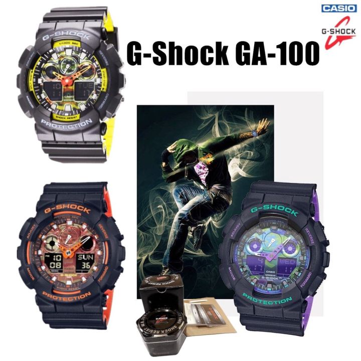 casio-g-shock-ga-100-นาฬิกาข้อมือแฟชั่น-ใส่ได้ทั้งชายและหญิง-สีเหลือง