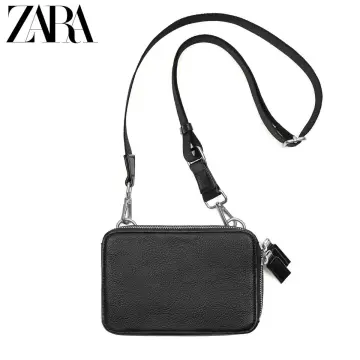 Zara Men's Rigid Striped Crossbody Bag