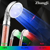 Zhangji New Year’s LED Temperature Controlled SPA Shower Head With 3 Color High Pressure Water Saving Mineral Filter Nozzle