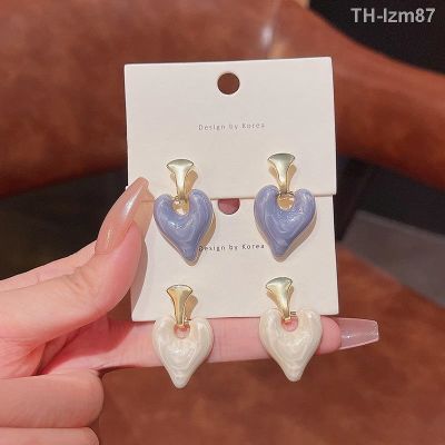 💍 เครื่องประดับ S925 silver needle south Korean new earrings female ins tide drop glaze love web celebrity with joker temperament stud earrings earrings