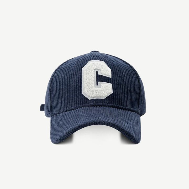 หมวกแฟชั่นผู้หญิงหมวกเบสบอลผ้าลูกฟูกมีตัวอักษร-c-snapback-ผู้หญิงช้อปปิ้งแต่งตัวลำลองปรับได้หมวกฮิปฮอป2022ใหม่