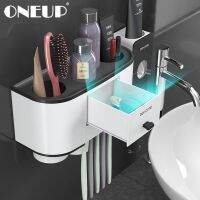 ONEUP ที่ใส่แปรงสีฟันติดผนัง,ที่ใส่แปรงสีฟันในห้องน้ำเครื่องจ่ายแผ่นทันตกรรมอัตโนมัติ,อุปกรณ์ห้องน้ำอัด