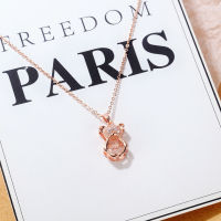 New Zircon Teddy Bear Rose Gold Plated Necklace Bow Fashion Necklace Lady Party Jewelry Metal Pendant Necklace Girlfriend Present