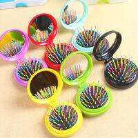 【BEIBEI】 Premium 7 Colors Beauty Mini Curly Hair Comb Folding Collapsible Massage Comb With Mirror