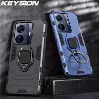 KEYSION เคสสำหรับ VIVO เกราะกันกระแทก T1 5G T1 Pro 5G Y75 Y55อินเดีย5G ฝาหลังโทรศัพท์ตั้งแหวนซิลิโคน5G สำหรับ IQOO Z6 Pro 5G