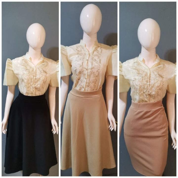 Filipiniana Dress (polo Barong And Skirt) 