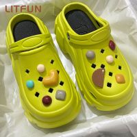 Litfun New High Heels Hole Slippers Women Summer Fashion Thick Platform Sandals Outdoor Beach Slides Female Home Thick Shoes