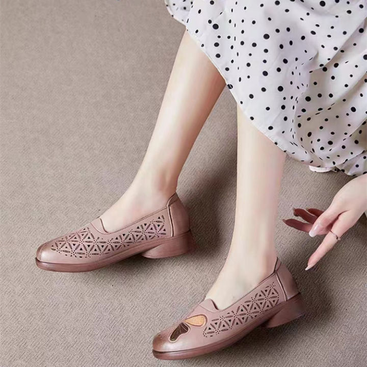 2023-summer-and-autumn-new-shallow-cut-low-top-doudou-shoes-with-low-heels-and-soft-soles-one-step-hollow-breathable-moms-shoe