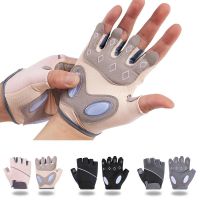 ♂ Fitness Gloves Gym Sports Dumbbell Workout Gloves Cycling Half Finger Gloves Silicone Anti-shock Weight Lifting Training Gloves