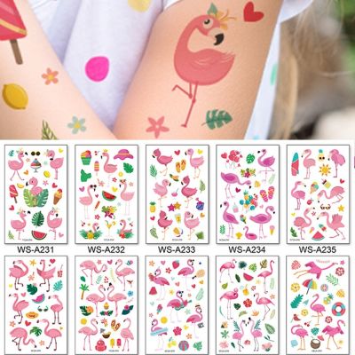 【YF】 10 Kinds Flamingo Tattoos Disposable Temporary Realistic Pink Birds Flowers Beautiful Body Makeup Stickers Waterproof